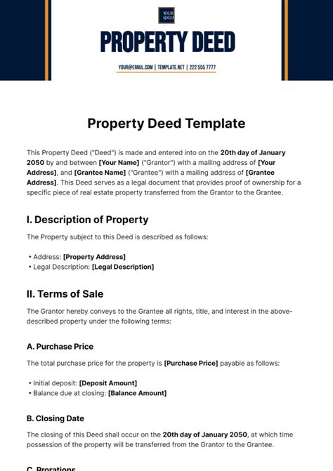 Property Title Deed Template