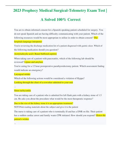 Prophecy Test Picu Answers Doc