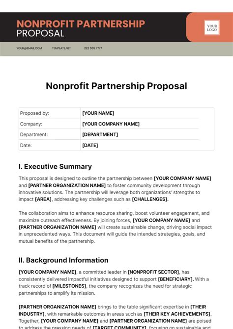 Proposal For Nonprofit Organizations Template