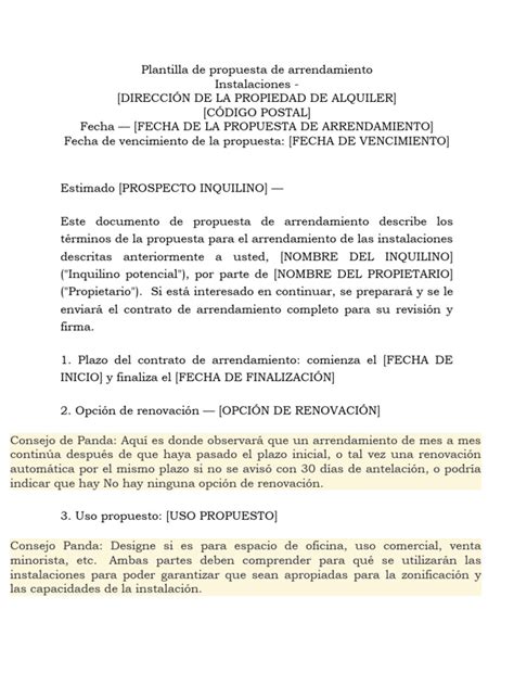 Propuesta de Arrendamiento Pdf Epub