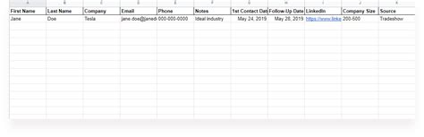 Prospect List Template