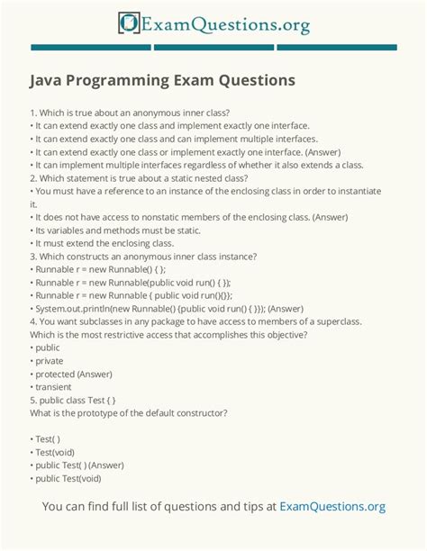 Proveit Java Test Questions And Answers Reader