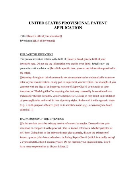 Provisional Patent Application Template: Your First Step to IP Protection