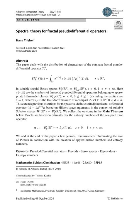 Pseudodifferential Operators and Spectral Theory Original Russian edition published by Nauka Reader