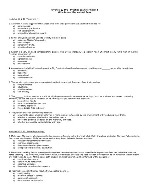 Psychology 101 Connect Exam 4 Answers Doc