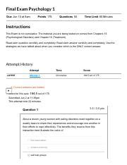 Psychology 1a Final Exam Answers Doc