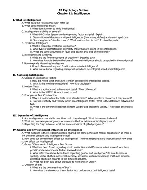 Psychology Chapter 11 Intelligence Answers Reader