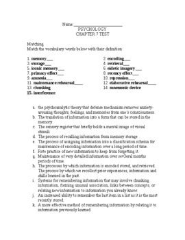 Psychology Chapter 7 Test Answers Doc