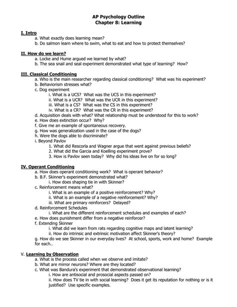 Psychology Chapter 8 Learning Answers Reader