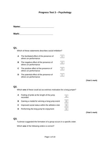 Psychology Progress Test 1 Answers Myers PDF