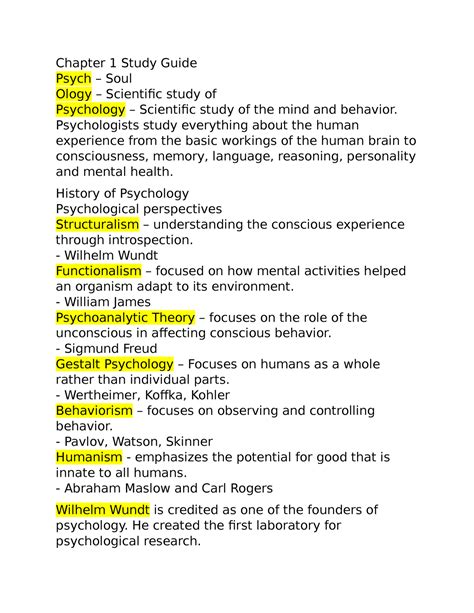 Psychology Student Guide Doc