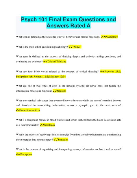 Psychology Test 101 Questions And Answers Reader