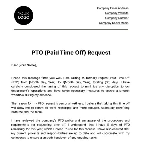 Pto Request Template