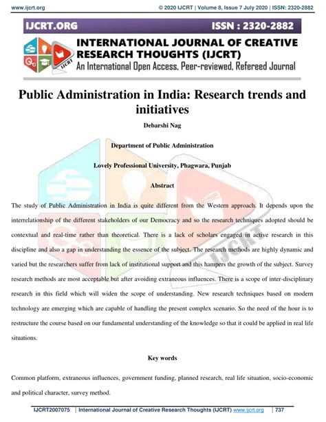 Public Administration A Research Survey and Trends Doc