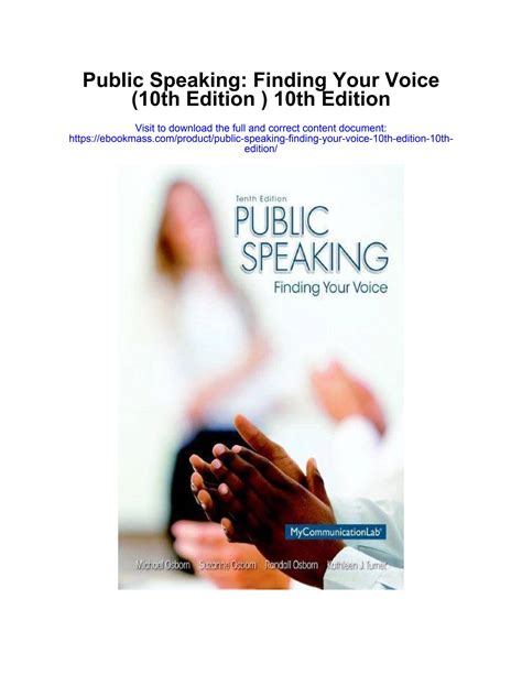 Public Speaking Finding Your Voice 10th Edition PDF