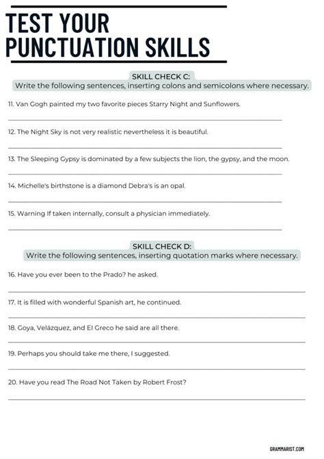 Punctuation Test And Answers Doc