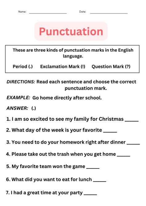 Punctuation Worksheets With Answers Doc