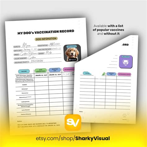 Puppy Immunization Record Printable