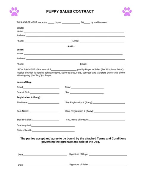 Puppy Sale Contract Templates