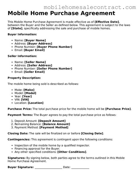Purchase Agreement For Mobile Home Template