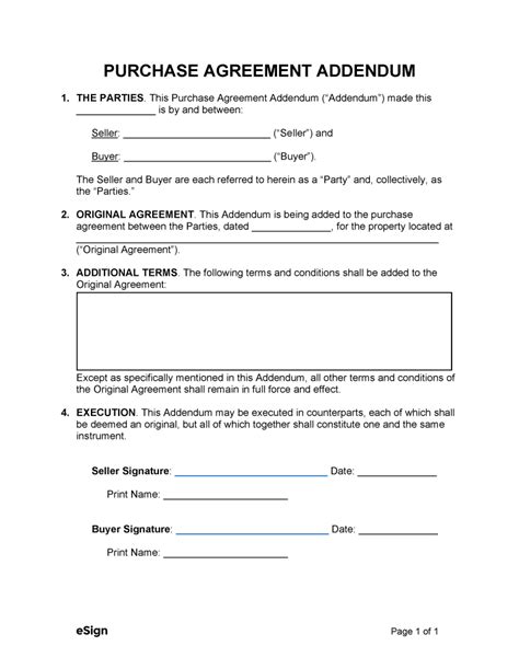 Purchase Contract Addendum Template