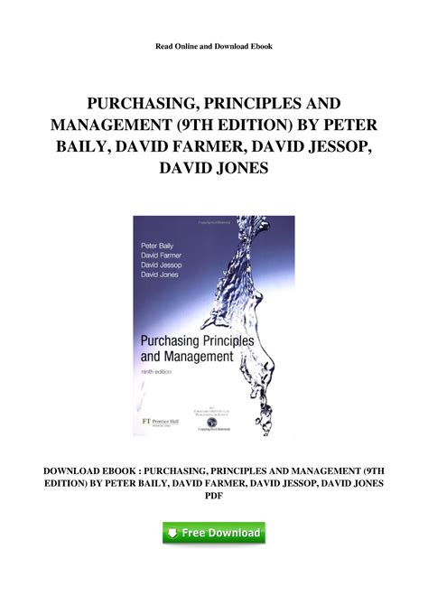 Purchasing, Principles and Management (9th Edition) Ebook PDF