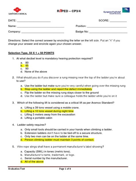 Pure Safety Test Answers Doc