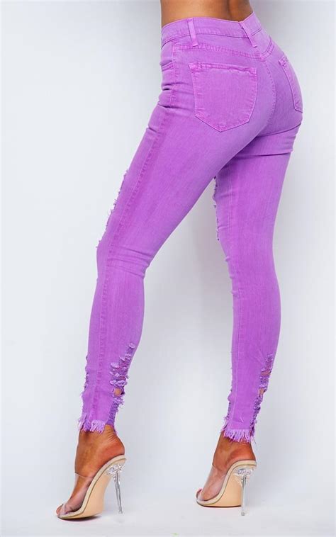 Purple skinny jeans: