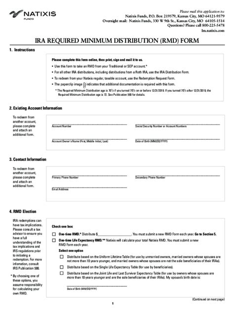 Purpose of the IRA RMD Form