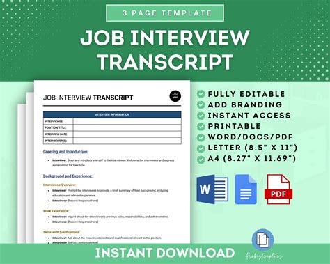Purpose of the Job Transcript