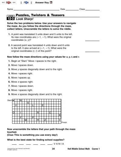 Puzzles Twisters Teasers Answer Lesson 10 4 PDF