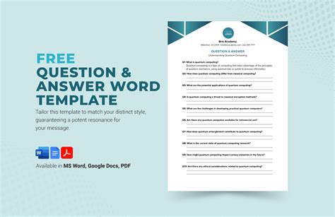 Q&a Template Word