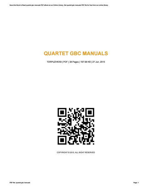 QUARTET GBC MANUALS Ebook Epub