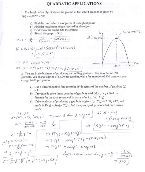 Quadratic Application Geometry Answers Epub