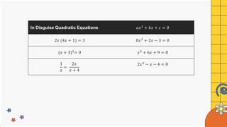 Quadratic Equations in Disguise