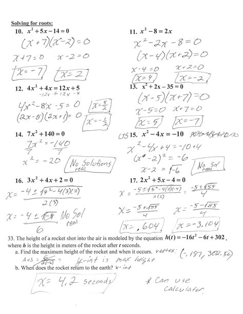 Quadratic Function Equation And Answers PDF