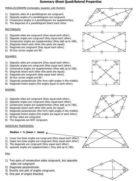 Quadrilateral Summary Chart Answer Key Epub