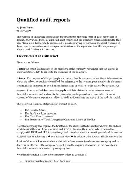 Qualified Audit Report Template