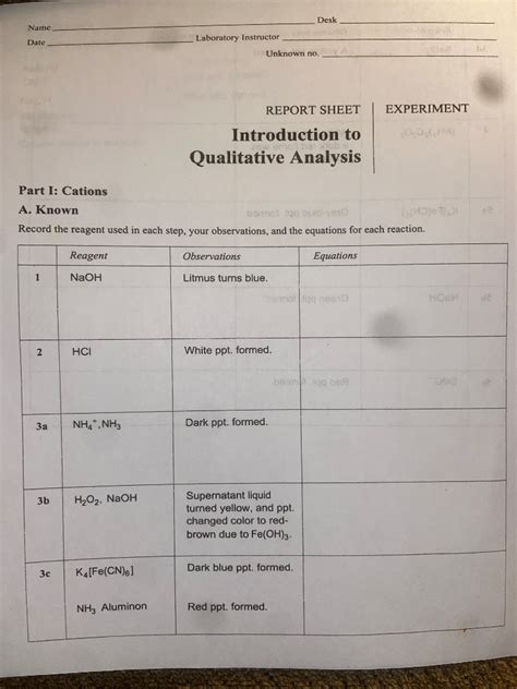 Qualitative Analysis Of Cations Lab Report Answers Doc