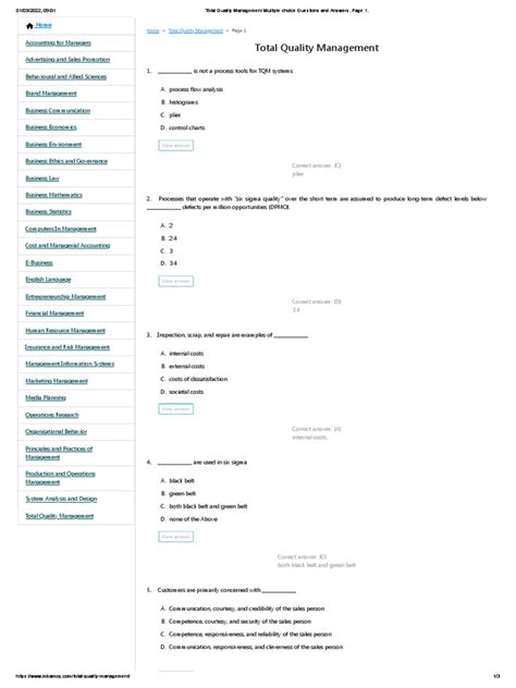 Quality Control Multiple Choice Questions With Answers Epub