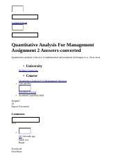 Quantitative Analysis For Management Homework Answers Reader