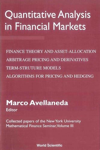 Quantitative Analysis in Financial Markets Collected Papers of the New York University Mathematical PDF