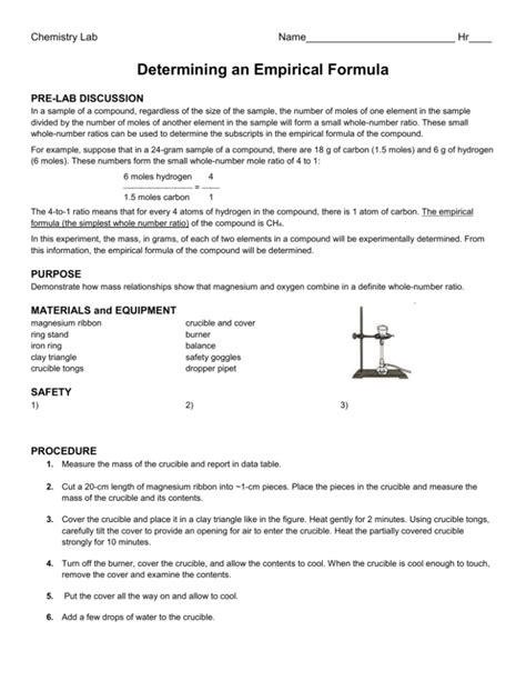 Quantitative Determination Of An Empirical Formula Lab Answers Reader