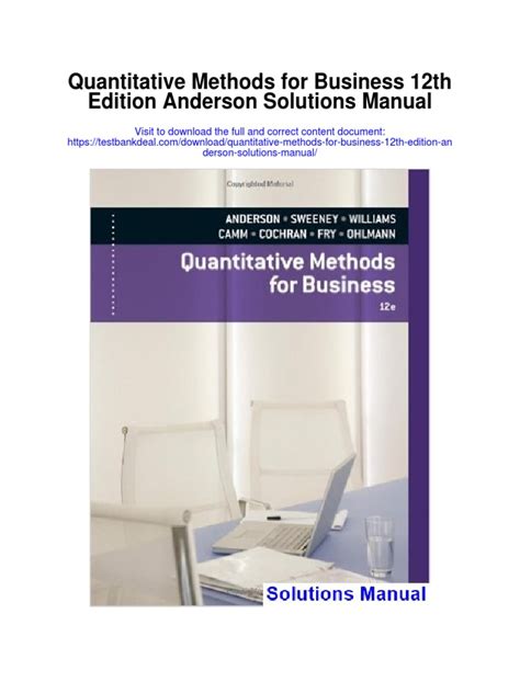 Quantitative Methods For Business 12th Edition Pdf Reader