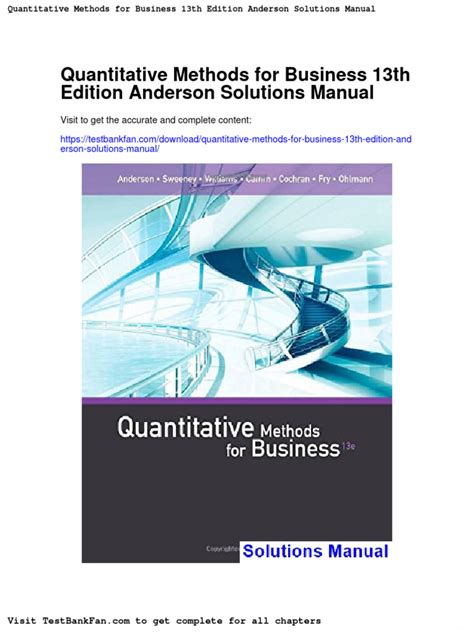 Quantitative Methods For Business Anderson Solutions Manual Reader