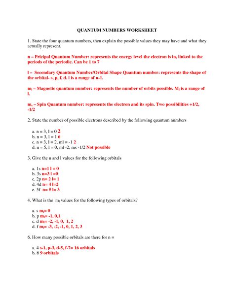 Quantum Numbers Examples With Answers Kindle Editon