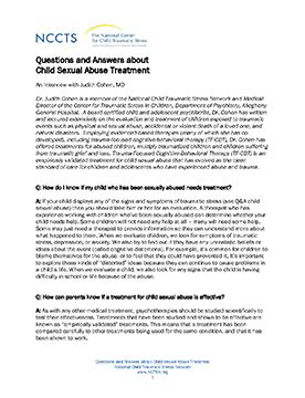 Questions And Answers About Child Sexual Abuse Treatment Reader