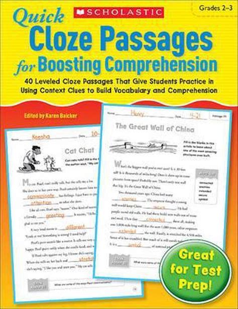 Quick Cloze Passages for Boosting Comprehension, Grades 2-3 Ebook Reader