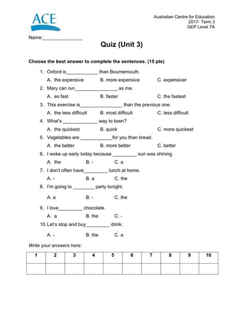 Quick Quiz 7a Answers Epub