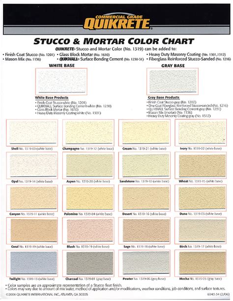 Quikrete Mortar Color Chart